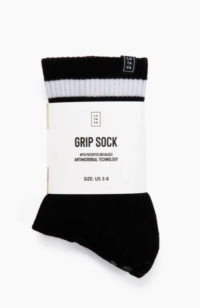 Lutava Antimicrobial Grip Sock- Black Crew With Black Grip