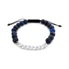 Lutiro Men's Black / Blue / Silver Blue Sodalite Beads With Curb Chain Bracelet In Multi