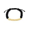 Lutiro Men's Gold / Black Black Onyx Beads With Curb Chain Bracelet - Gold In Multi