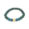 Lutiro Men's Green / Blue Blue Green Beaded Bracelet-gold In Multi