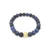 Lutiro Men's Green Dumortierite Bracelet  Beads - Gold In Green