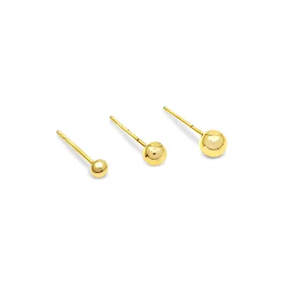Lutiro Women's Ball Stud Earring Set - Gold