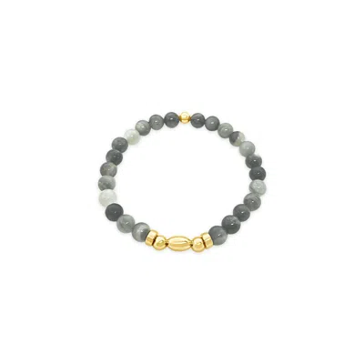 Lutiro Women's Beaded Green Line Quartz Bracelet-gold