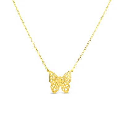 Lutiro Women's Big Filigree Butterfly Necklace-gold