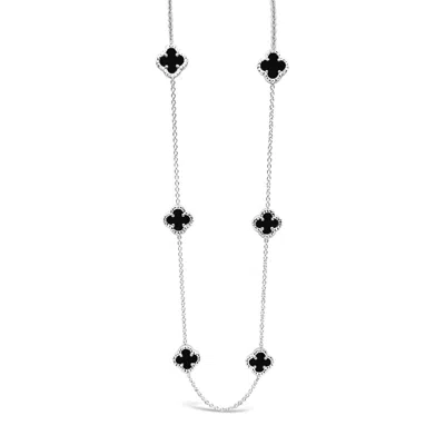 Lutiro Women's Black / Silver Six Four Leaf Clover-black Agate