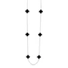 Lutiro Women's Black / Silver Six Twisted Four Clover Necklace-black Agate
