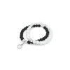 Lutiro Women's Black / White Double Bracelet - Black Onyx & Mop With Heart Charm