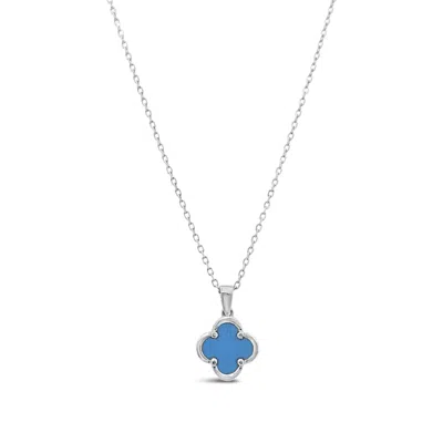 Lutiro Women's Blue Clover Pendant-turquoise-silver