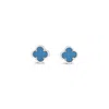 Lutiro Women's Blue Clover Stud Earring Eight Mm - Turquoise In Blue