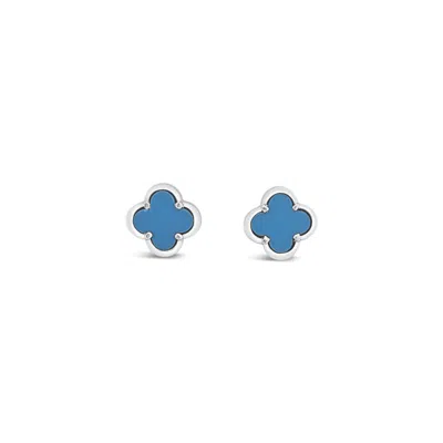 Lutiro Women's Blue Clover Stud Earring Eight Mm - Turquoise