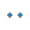 Lutiro Women's Blue Clover Stud Earring Twelve Mm - Turquoise -gold In Blue