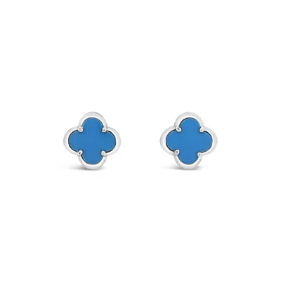 Lutiro Women's Blue Clover Stud Earring Twelve Mm - Turquoise