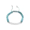 Lutiro Women's Blue Jade Imitation Amazonite Beads With Curb Chain Bracelet In Blue