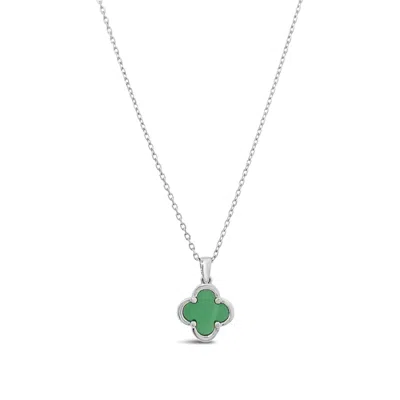 Lutiro Women's Clover Pendant-green Onyx-silver