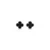 Lutiro Women's Clover Stud Earring Ten Mm -black Agate In Black