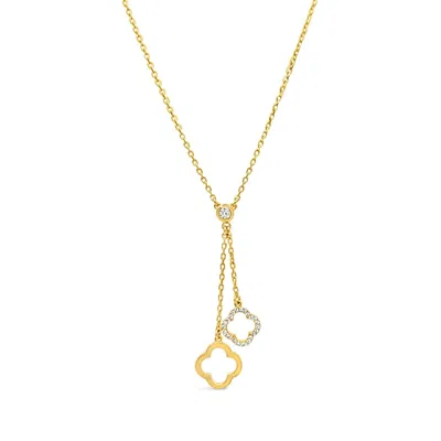 Lutiro Women's Clover With Bezel Necklace - Gold