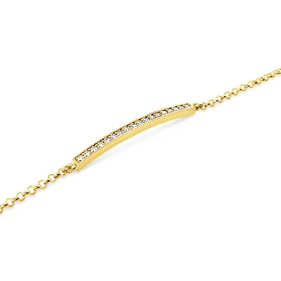 Lutiro Women's Cz Curved Bar Bracelet-gold