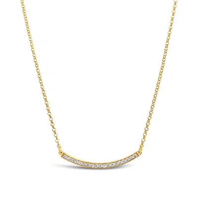 Lutiro Women's Cz Curved Bar Necklace - Gold