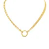 Lutiro Women's Fancy Cable & Multiple Chain Necklace & Twisted Ring - Gold In Gold