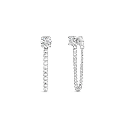 Lutiro Women's Fancy Curb Earring With Cz-white