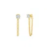 Lutiro Women's Fancy Curb Earring With Cz-white-gold In White