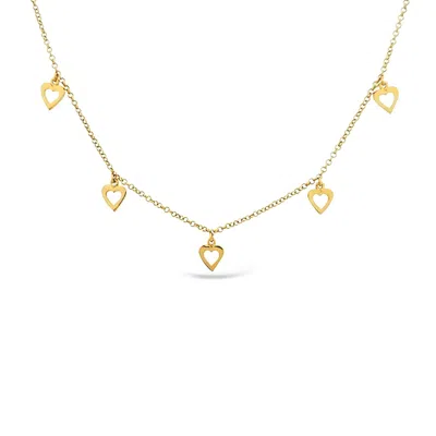 Lutiro Women's Five Dangling Open Hearts Necklace-gold