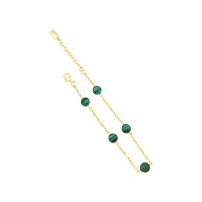 Lutiro Women's Gold / Green Malachite Orbit Bracelet-gold In Multi