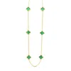 Lutiro Women's Gold / Green Six Twisted Four Clover Necklace-green Onyx-gold