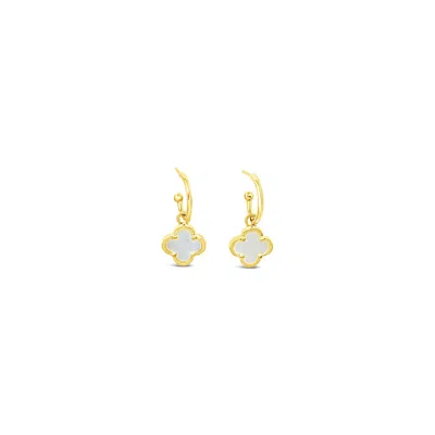 Lutiro Women's Gold / White Clover Hoop Set Ten Mm - Mother Of Pearl-gold In Multi