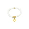 Lutiro Women's Gold / White Mother Of Pearl Clover Bracelet-gold In Multi