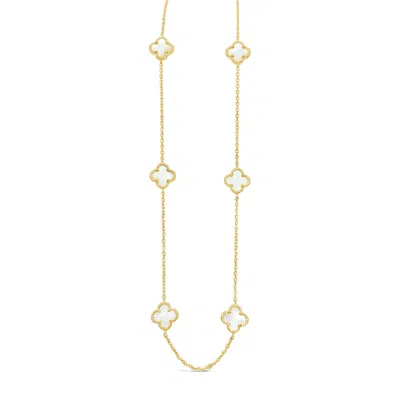 Lutiro Women's Gold / White Six Twisted Four Clover Necklace-mother Of Pearl-gold