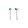 Lutiro Women's Green Fancy Curb Earring With Cz-emerald In Green