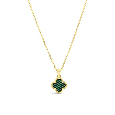 Lutiro Women's Green Twisted Clover Pendant-malachite - Gold
