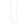Lutiro Women's Long Six Four Leaf Clover Plain & Cz Necklace-gold