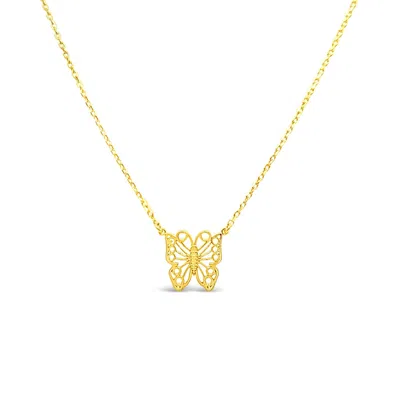 Lutiro Women's Medium Filigree Butterfly Necklace-gold