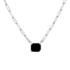 Lutiro Women's Paperclip Chain With Colored Stone-black Onyx In Black