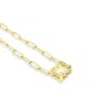 Lutiro Women's Paperclip Chain With Colored Stone Canary - Gold In Gold