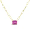 Lutiro Women's Paperclip Chain With Colored Stone Pink Sapphire - Gold In Pink