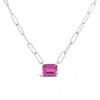 Lutiro Women's Paperclip Chain With Colored Stone Pink Sapphire In Pink