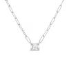 Lutiro Women's Paperclip Chain With Colored Stone-white Cz In White