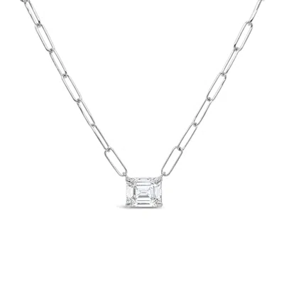 Lutiro Women's Paperclip Chain With Colored Stone-white Cz