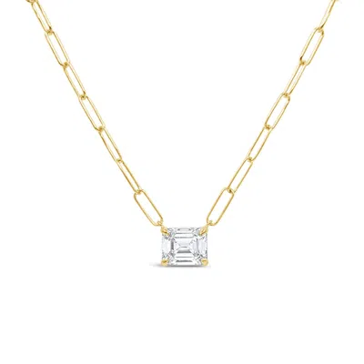 Lutiro Women's Paperclip Chain With Colored Stone-white Cz-gold