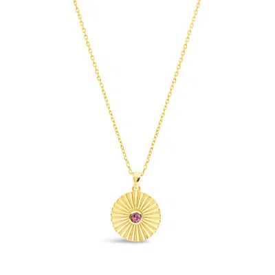 Lutiro Women's Pink / Purple Medallion Pendant-pink Cz-gold