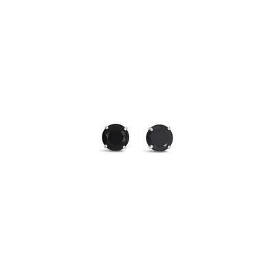 Lutiro Women's Round Eight Mm Black Studs - 10k White Gold