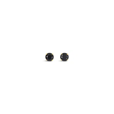 Lutiro Women's Round Six Mm Black Studs - 10k Gold