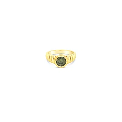 Lutiro Women's Round Stone Ring Peridot - Gold