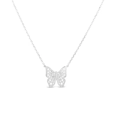 Lutiro Women's Silver Big Filigree Butterfly Necklace