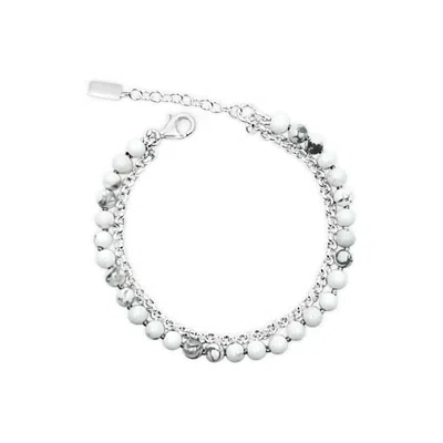 Lutiro Women's Silver Chain With Howlite Bracelet