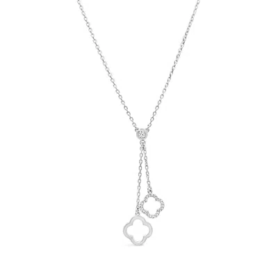 Lutiro Women's Silver Clover With Bezel Necklace - Sliver