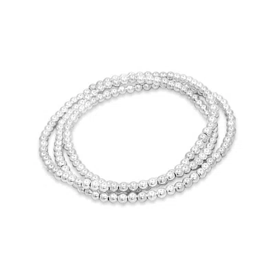 Lutiro Women's Silver Elegance Elastic Ball Bead Bracelet